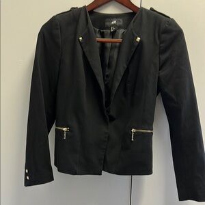 H&M Black Blazer Tailored Fit with Lapel Collar